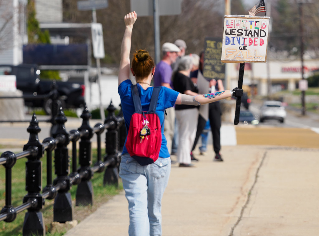 50501 Movement Woman holding a sign at a 50501 demonstration