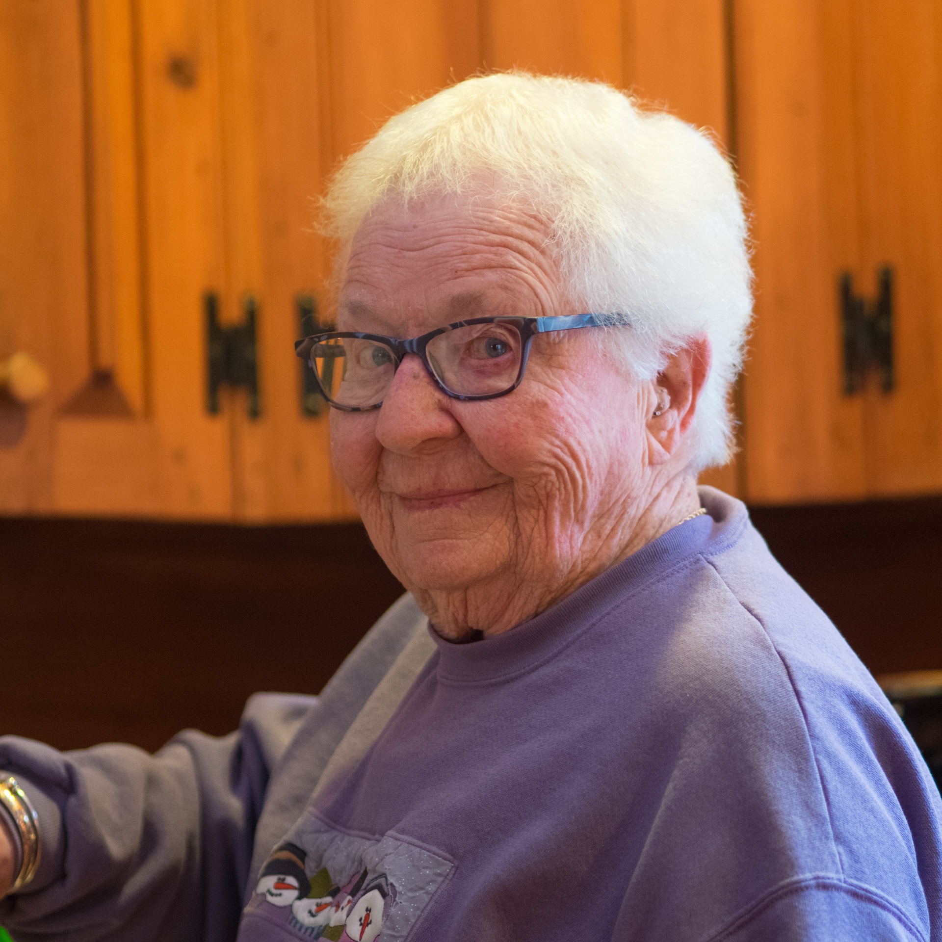 Betty Poltrack at home in New Boston, NH