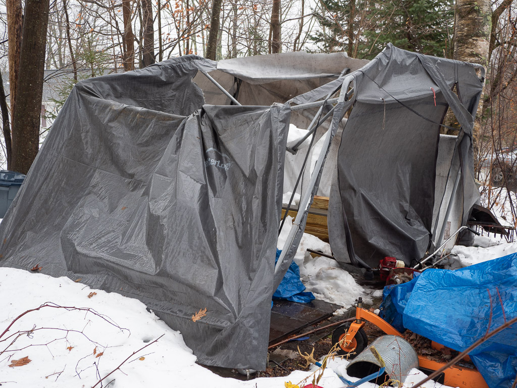 Utility tent crushed by snow