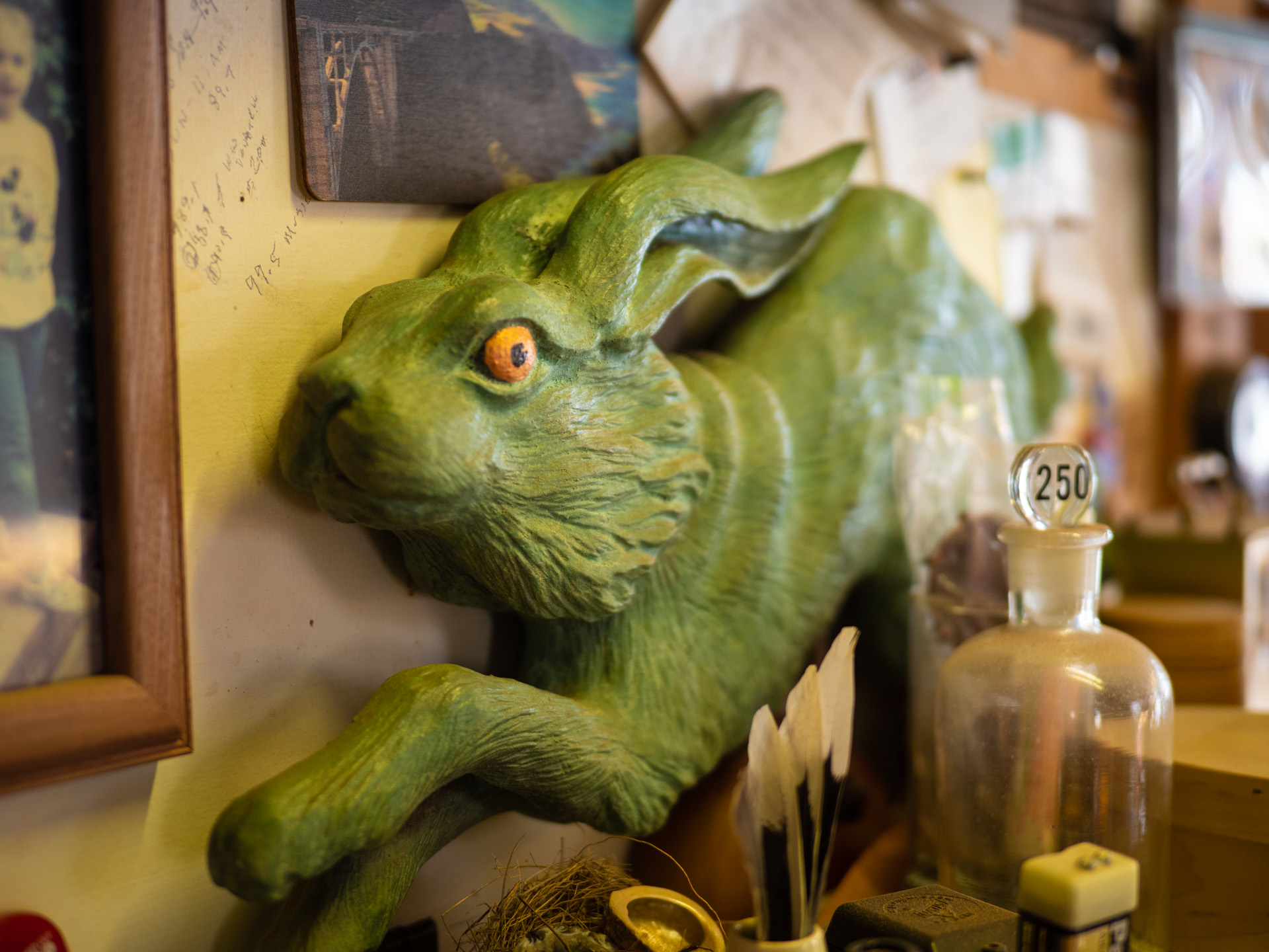 Green rabbit sculpture