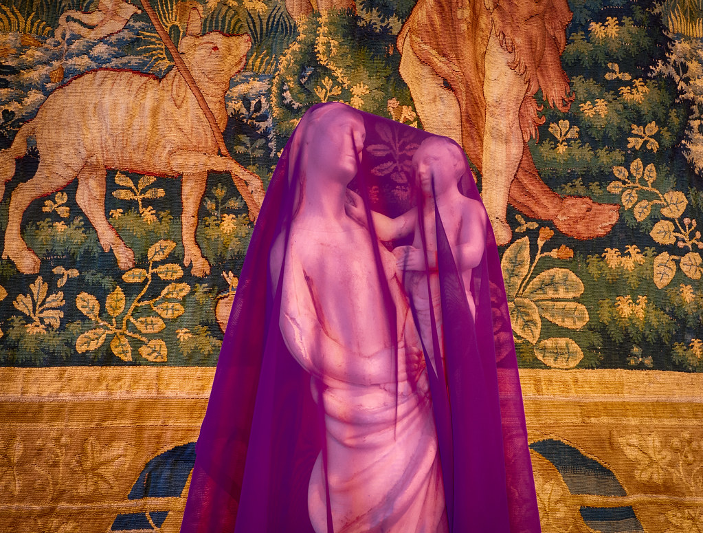 Statues Draped in Purple Church statue draped in purple