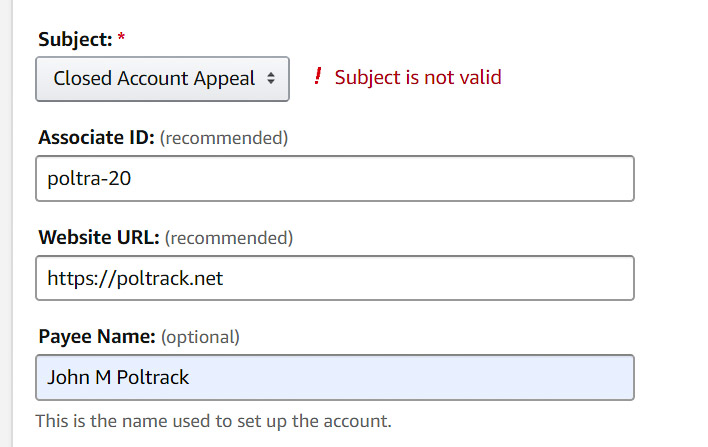 Closed Account Appeal