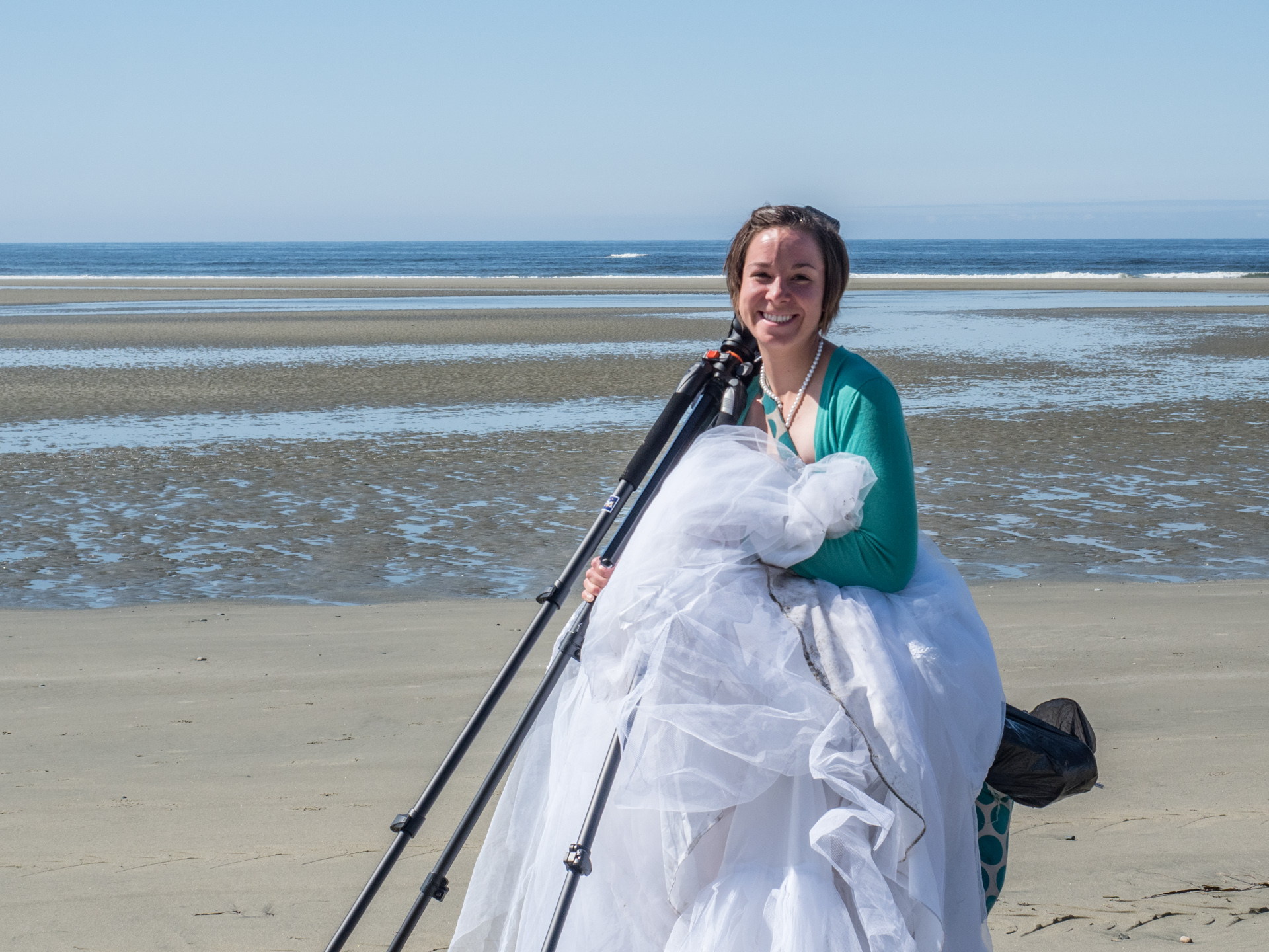 The last thing I expected to see at the beach was a woman in a wedding gown