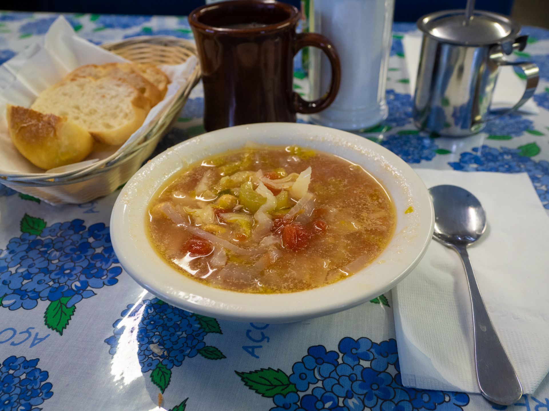 Portuguese Italian chicken soup with great bread