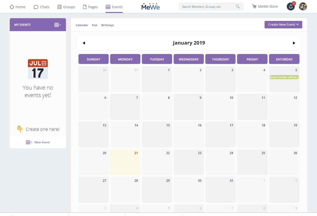 Screenshot of the MeWe Event page