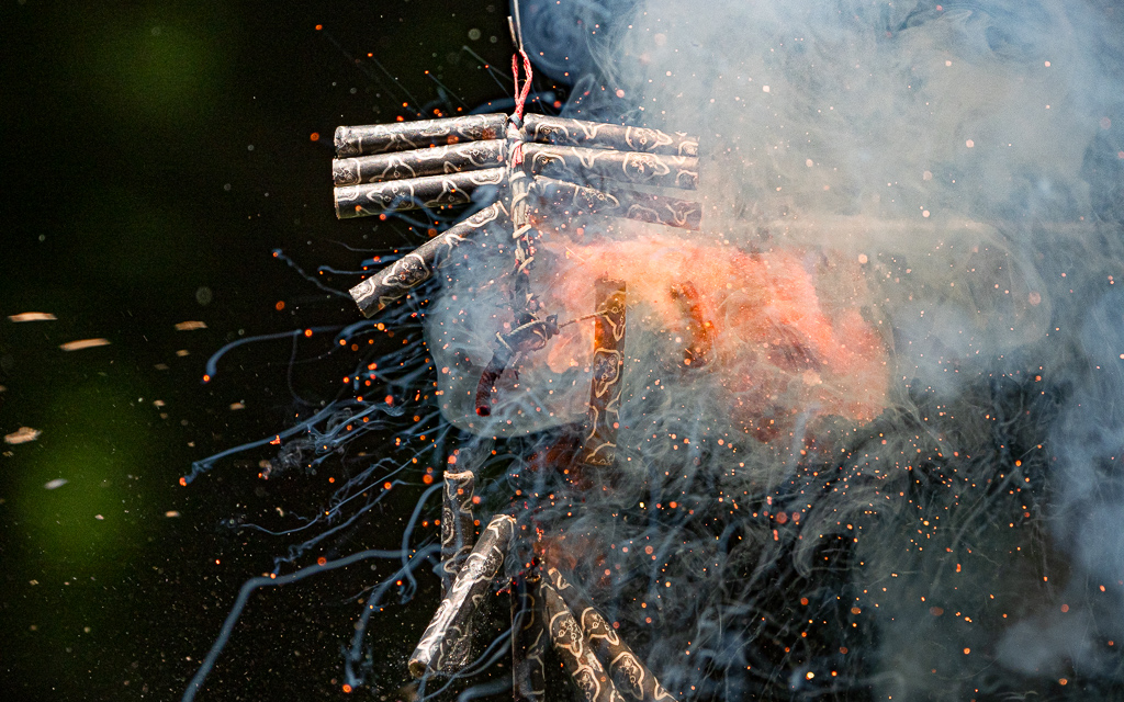 Exploding Black Cat firecrackers