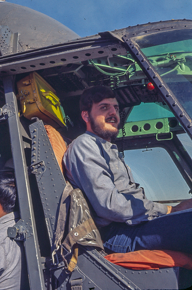 Frank Chupko in seat of a HC-1 helicopter