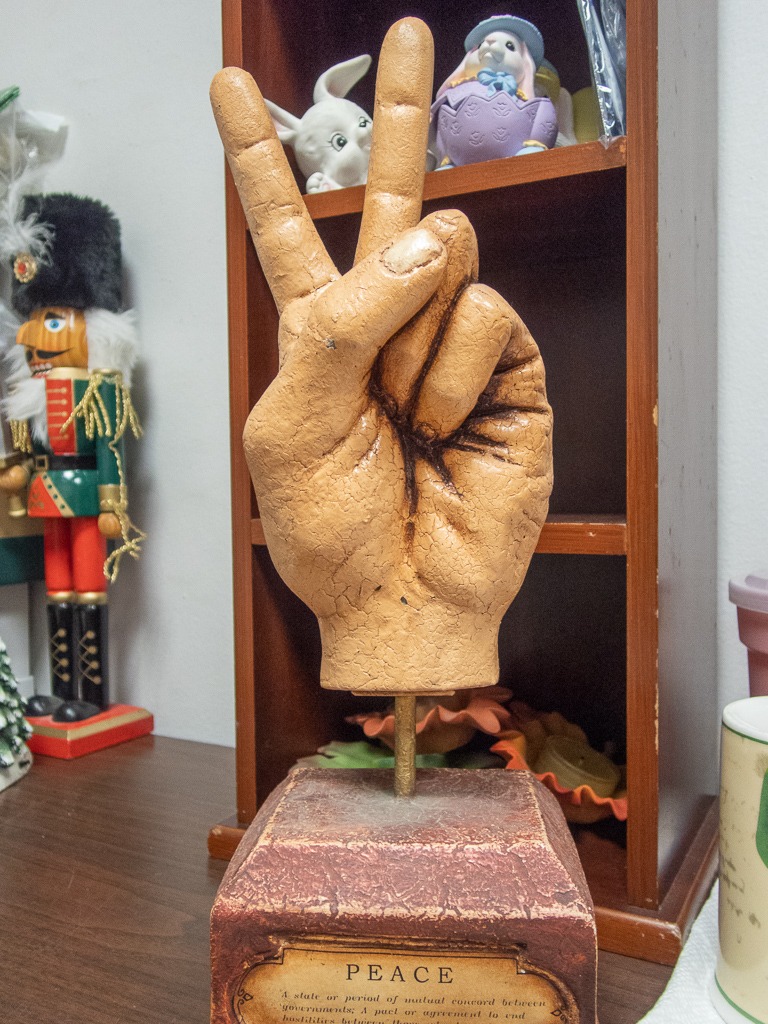 Peace Peace hand sculpture