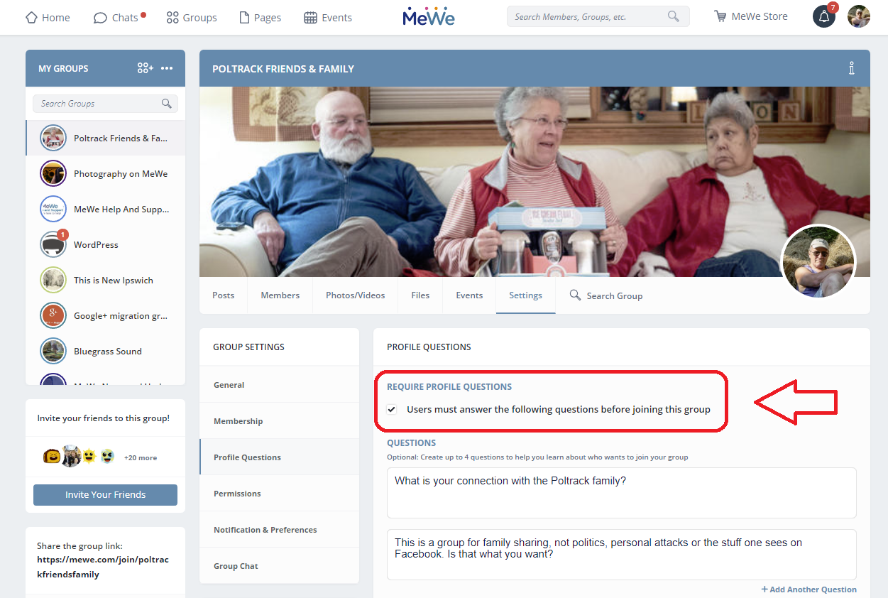 MeWe Group for Friends & Family