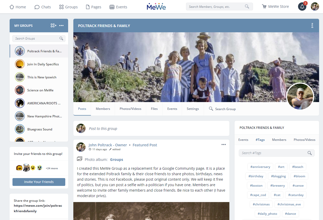 Screenshot of the MeWe Group page