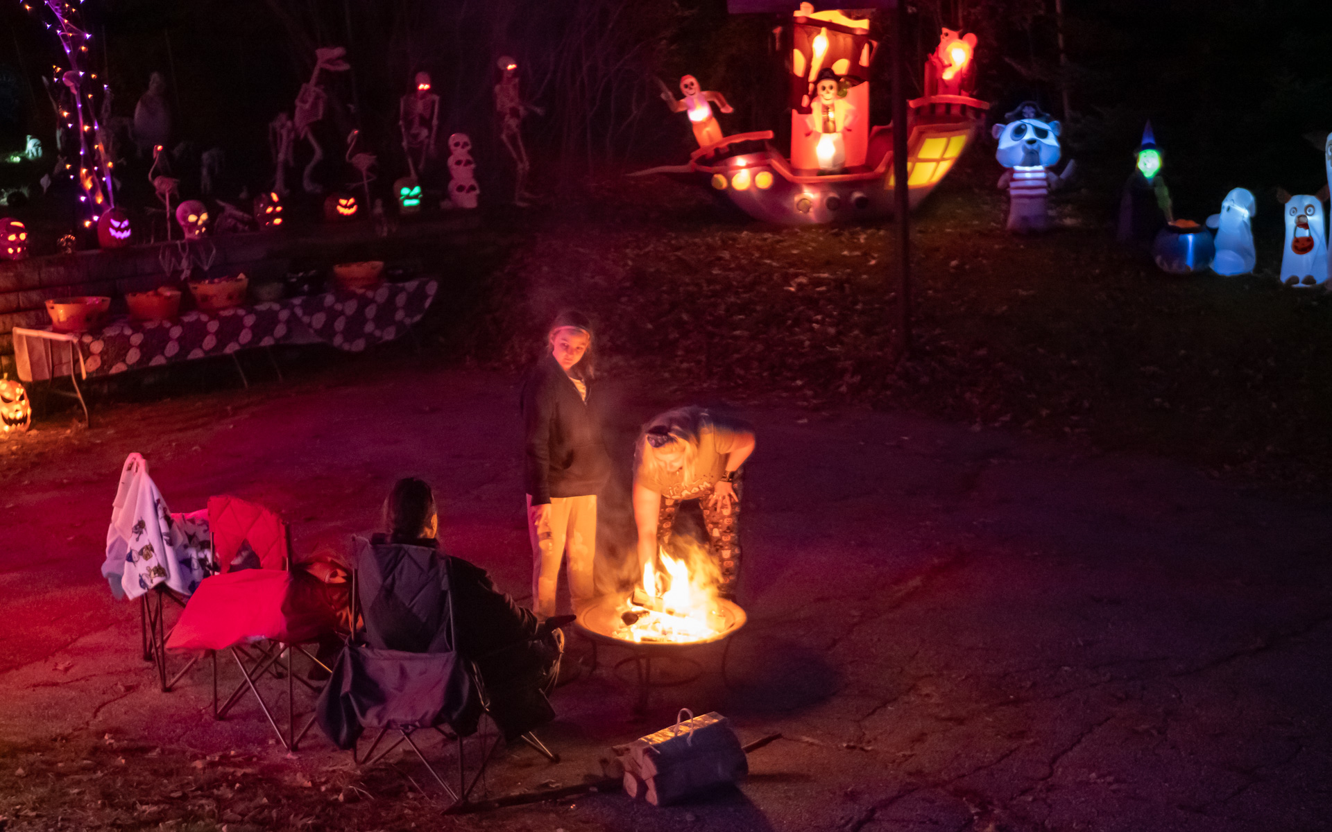 The homeowners kept warm during Trick-N-Treat time