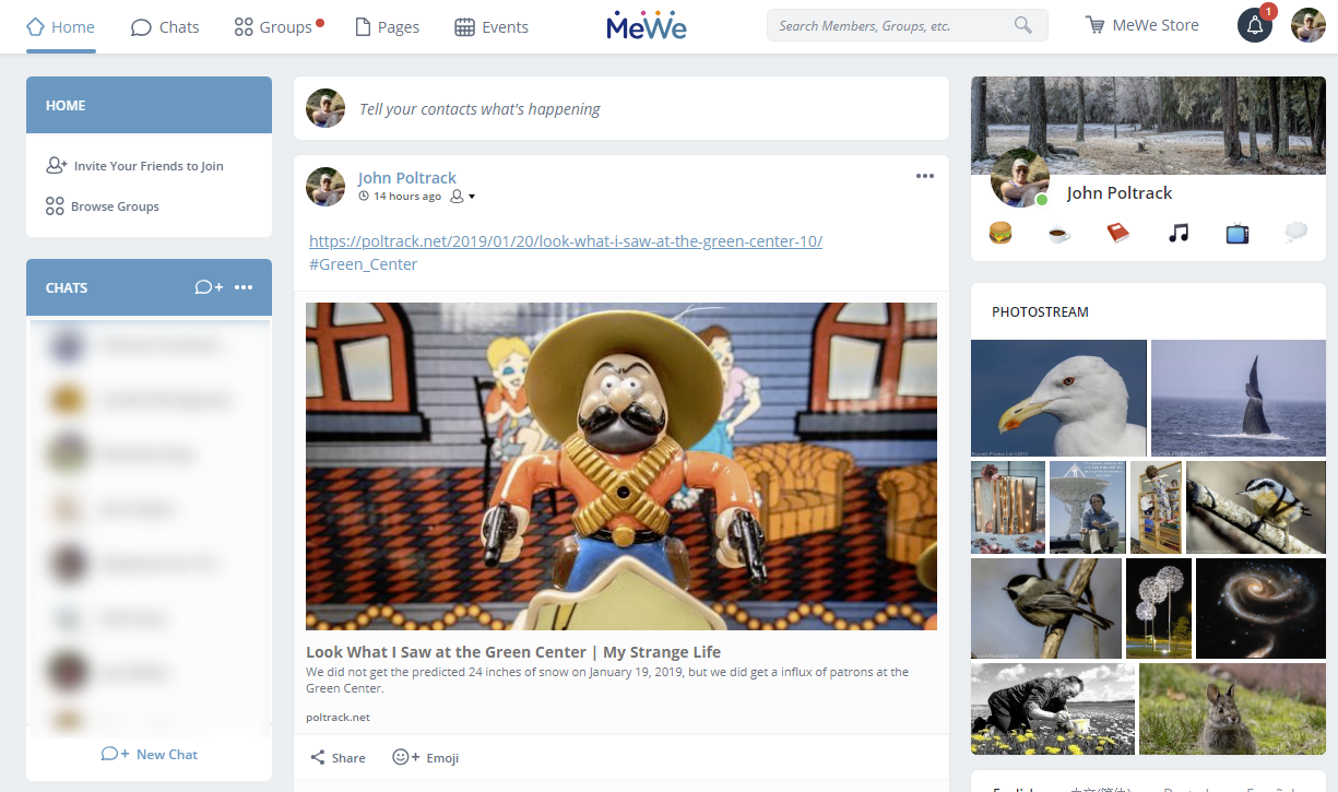 Screenshot of the Home Page of MeWe