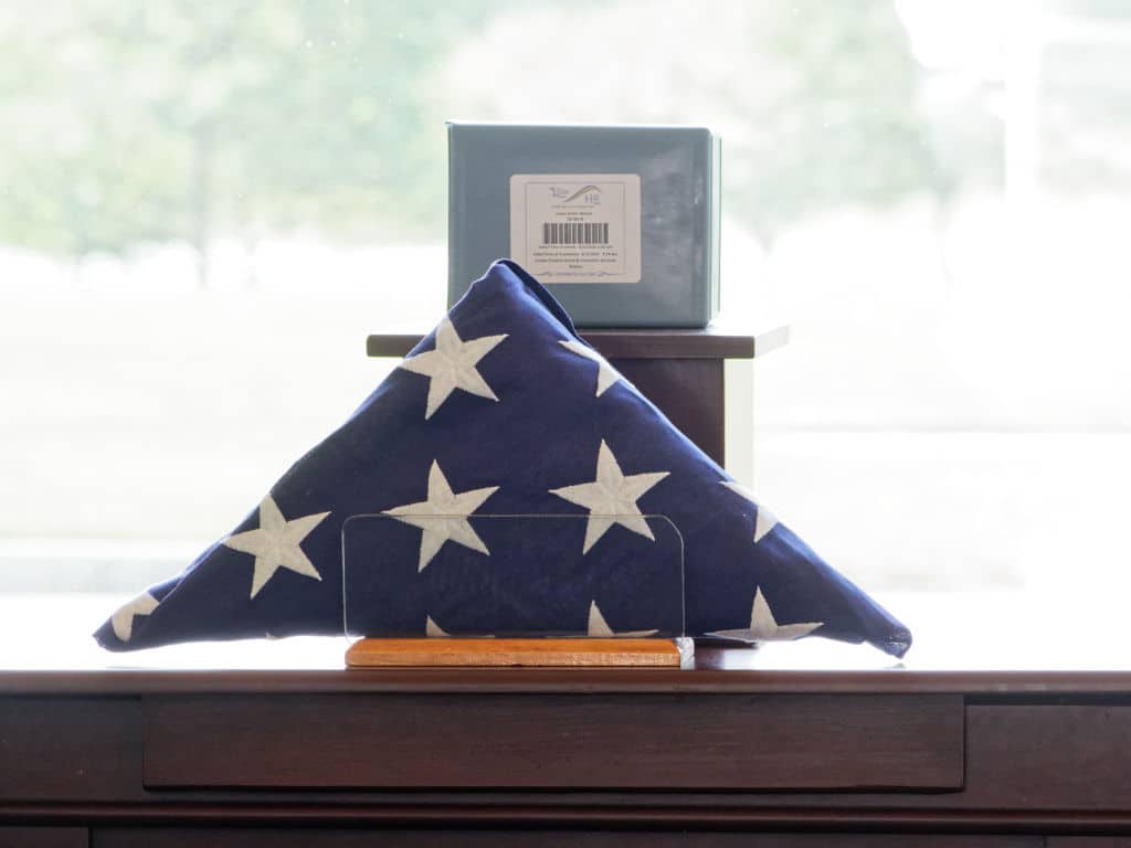 Flag and Cremains Lew Wilson Memorial