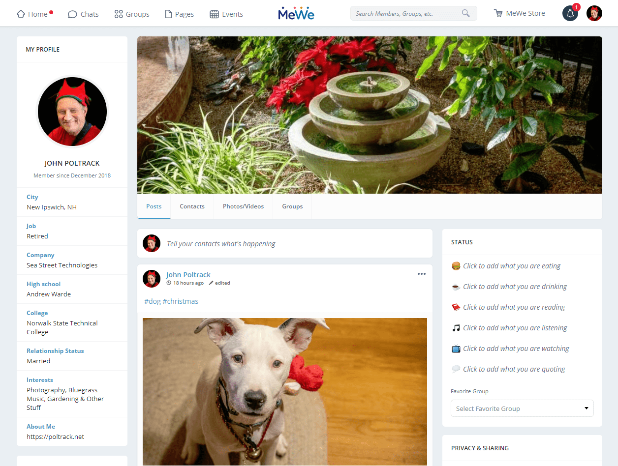 John M Poltrack's MeWe profile page