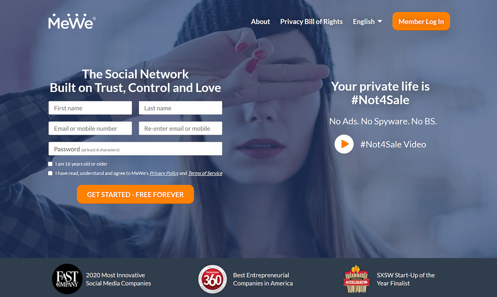 MeWe Social Media login page