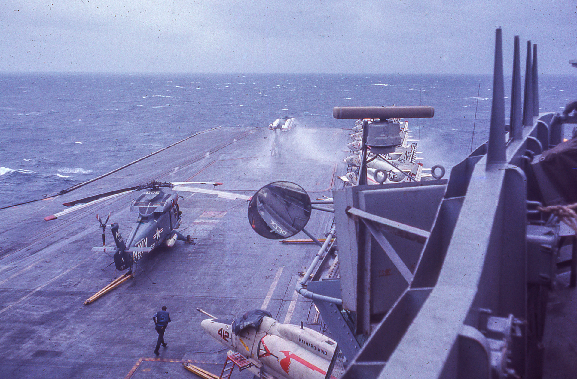 flight deck on the USS Bon Homme Richard Monsoon