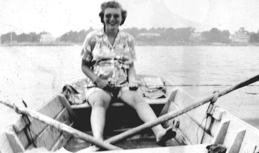 Mom on a fishing trip in 1946. I was also present in utero.