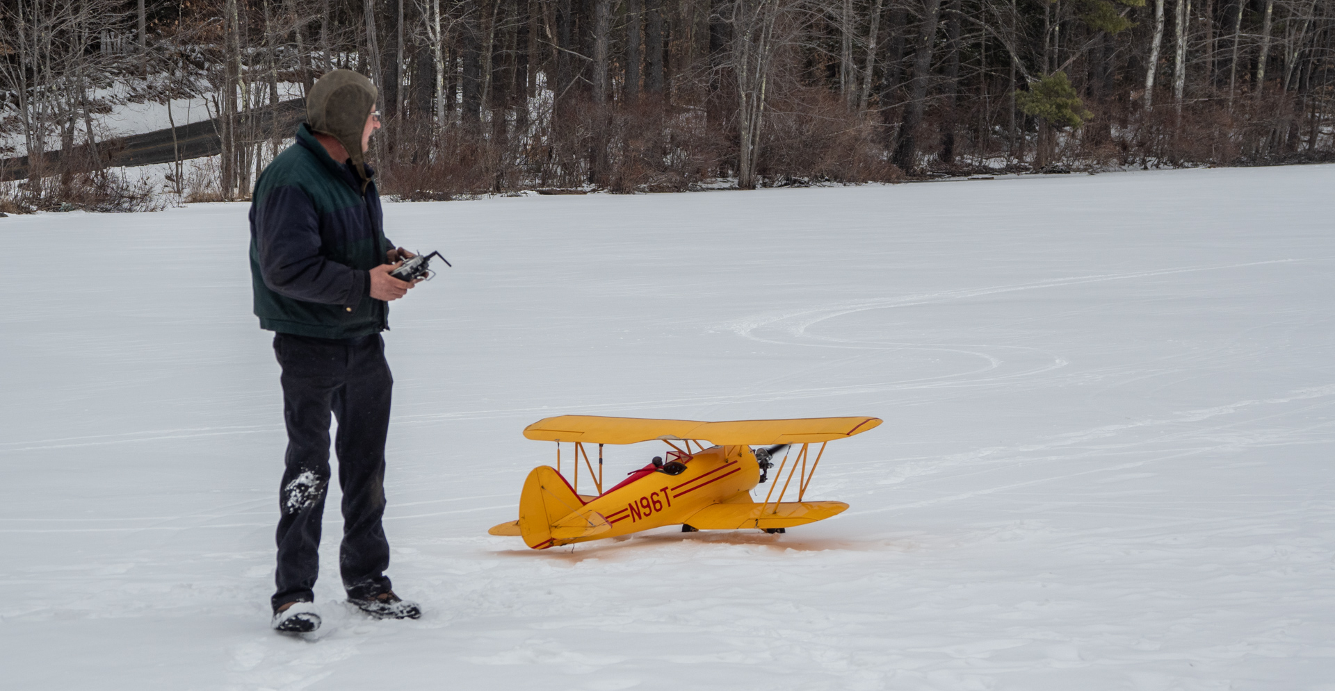 Dan flies his Radio-Controlled Airplane at Water Loom Pond
