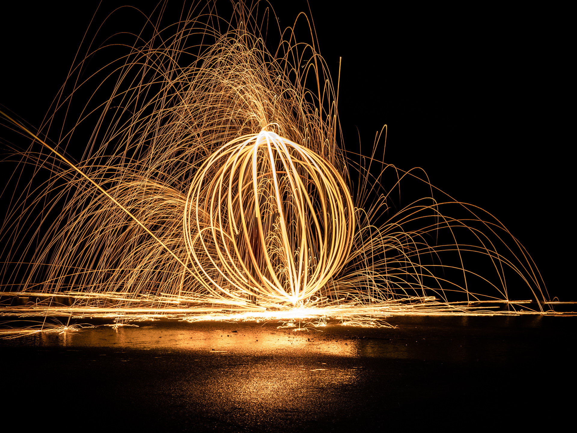 Spinning steel wool on the ice with the photo club