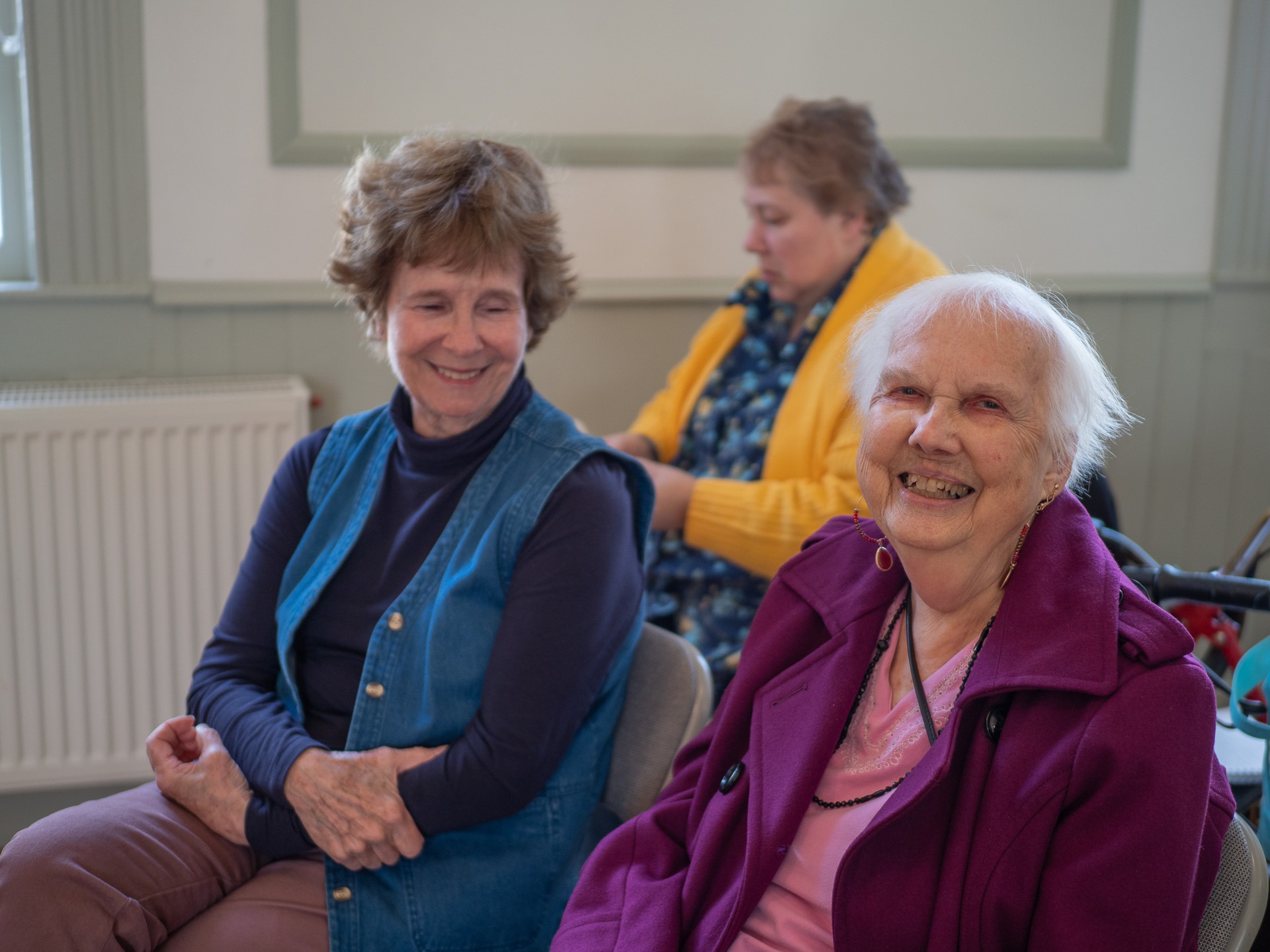 Attendees at our monthly music jam in Temple, NH