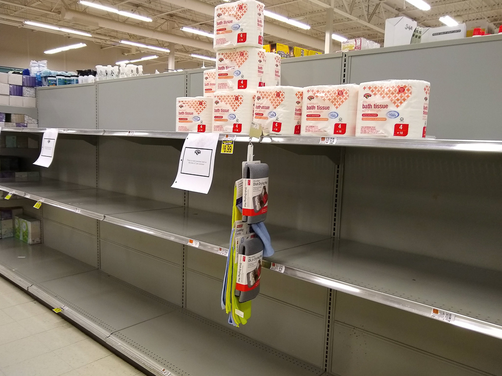 Toilet Paper aisle at Hannaford Grocery, Rindge, NH