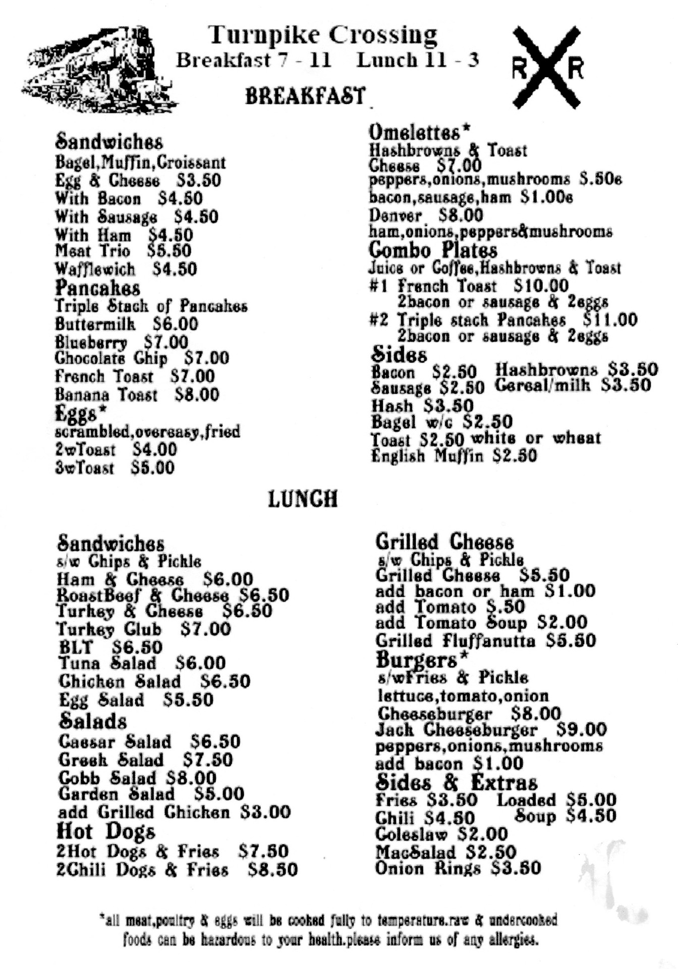 Turnpike Crossing Menu Turnpike Crossing Menu
