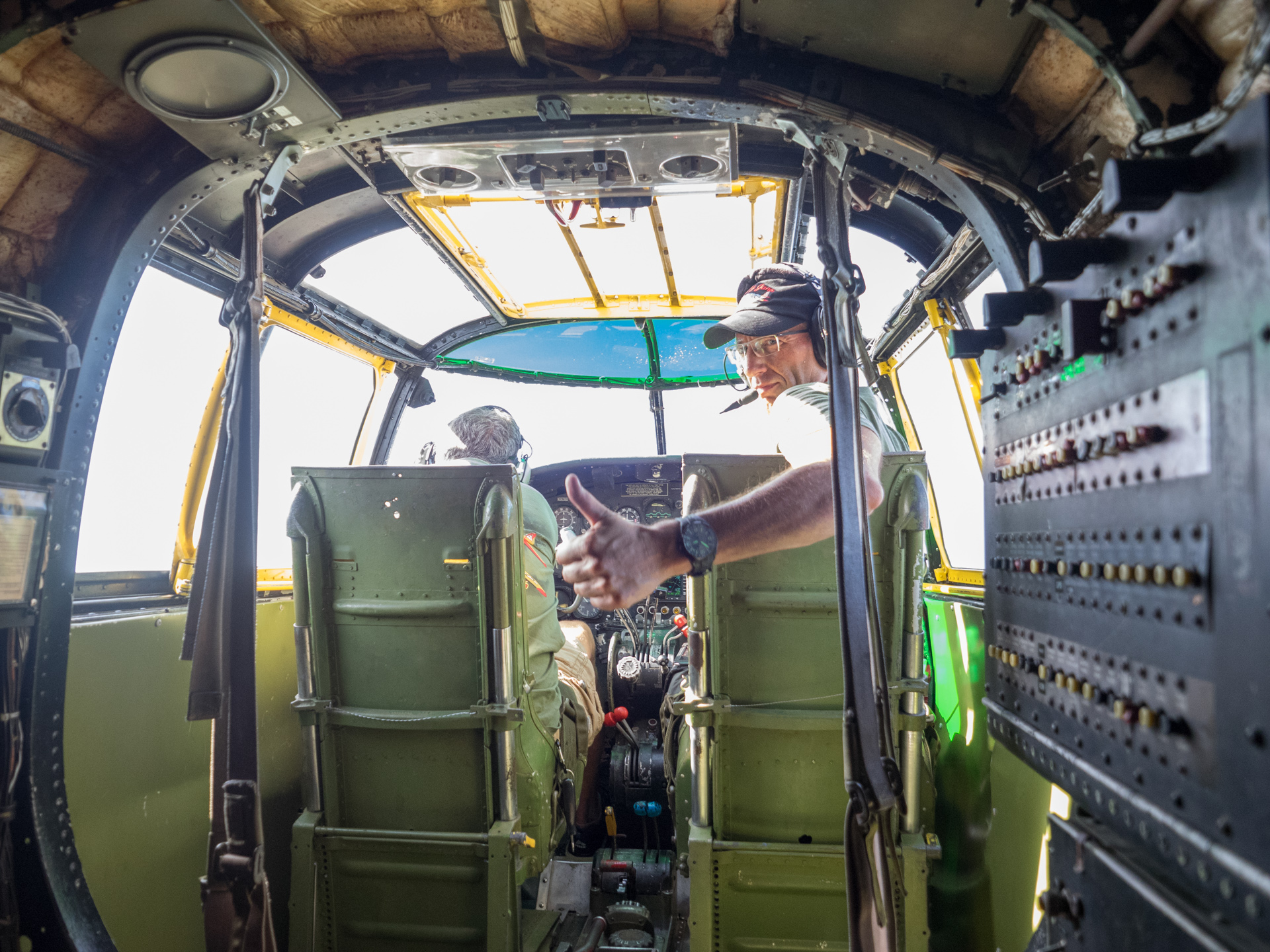 Volunteer pilot William Dismukes gives me the thumbs up prior to departure